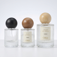 Flacon en verre transparent avec bouchon à vis en bois 30ml 50ml pour parfum, fragrance, vaporisateur rechargeable, emballage en gros, étiquette personnalisée