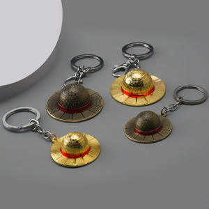 9 Design Anime Luffy cappello di paglia collana lunga <span class=keywords><strong>per</strong></span> gli uomini placcato oro lega ciondolo collana ventaglio collezione portachiavi personalizzato giocattolo - Product Image 2