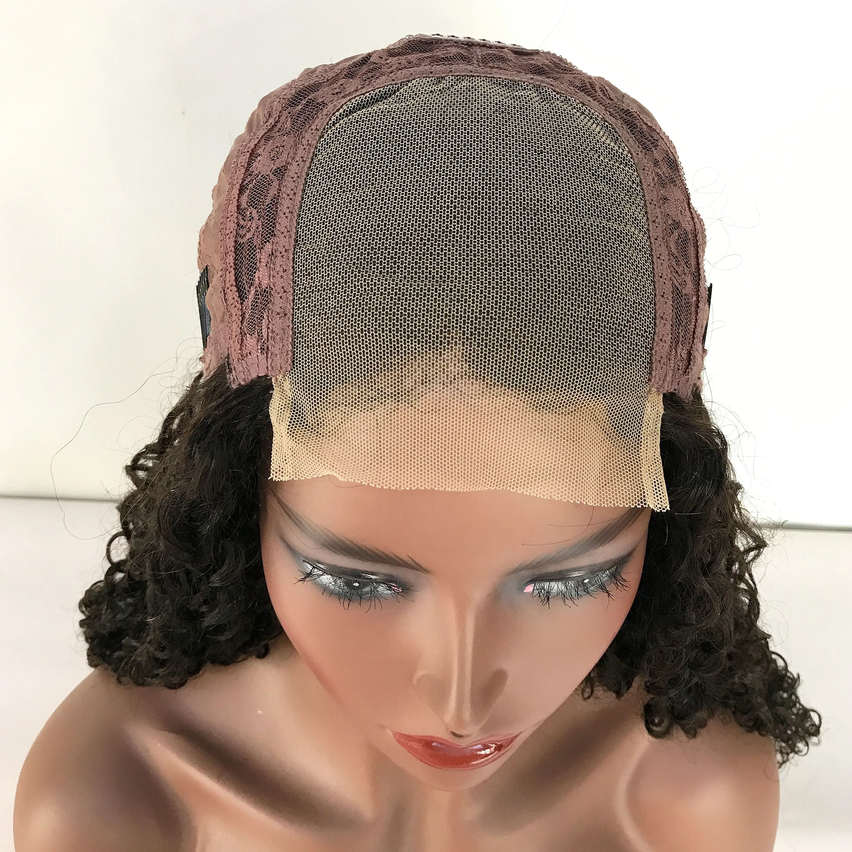 Antimi Natural Großhandel OEM brasilianisches 100 % unverarbeitetes menschliches Haar Jerry Curl 4x4 Spitzen-Vorderteil-Perücken
