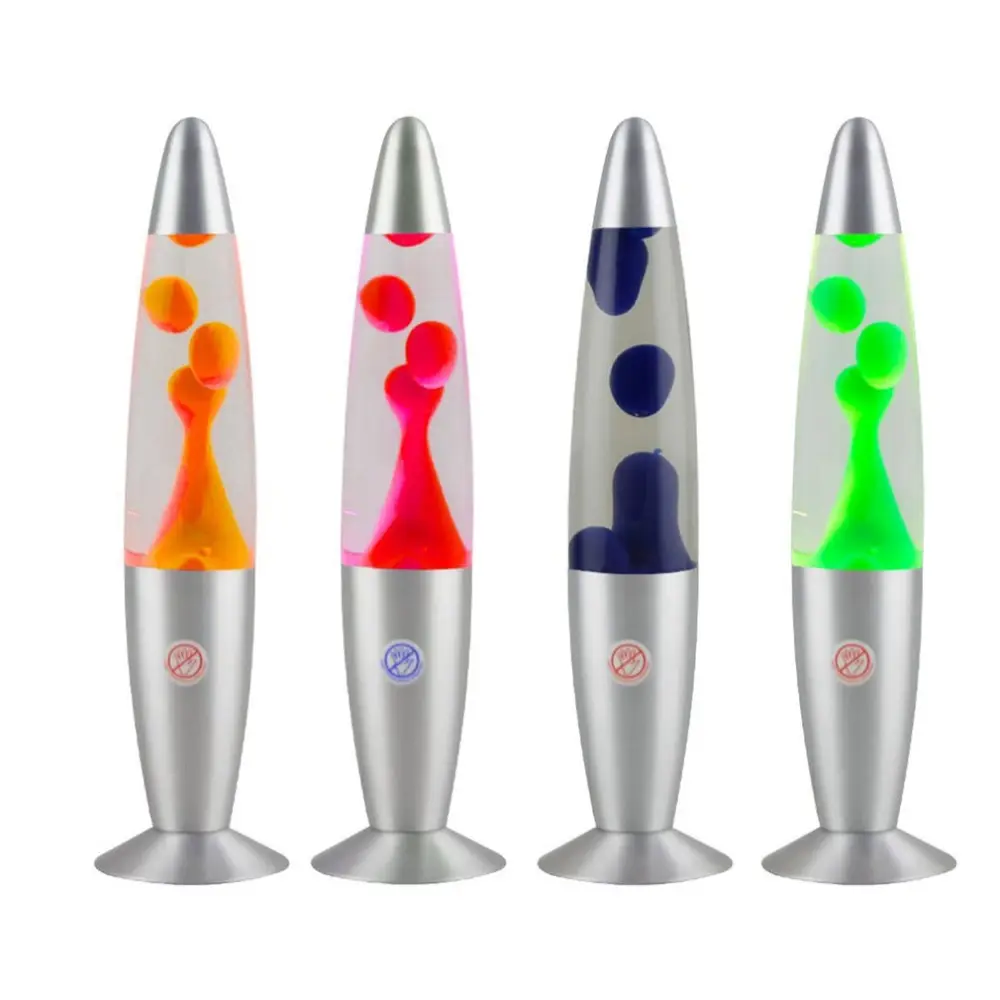 Großhandel Rakete Glasflasche bunte Glitzer runde Basis Tisch Licht Regenbogen Aluminium Körper dekorieren LED Lava Lampe