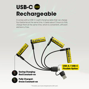 Batterie AA rechargeable USB-C NH2400, 2400 mAh, haute capacité, lithium 1,5 V, charge directe, microphone karaoké, en stock - Product Image 5
