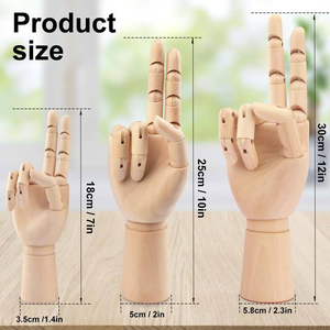 Maniquí de Arte de madera de mano derecha de 7 "/10"/12 "con dedos para práctica escolar de pintura - Product Image 3