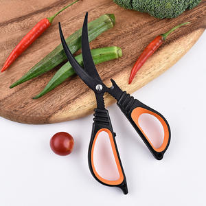 Ciseaux de cuisine en acier inoxydable, lame de 22 cm, pour couper les os de poulet au barbecue, avec poignée orange - Product Image 2