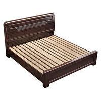 Lit plateforme moderne de luxe en bois massif avec sommier à lattes, lit de rangement taille King en noyer foncé pour chambre à coucher