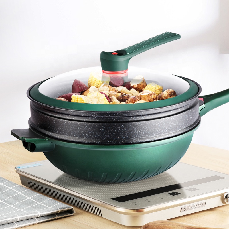Универсальная газовая индукционная плита, черная Сковорода из железа и гранита, каменная кастрюля Maifan, антипригарная посуда, набор кастрюль
