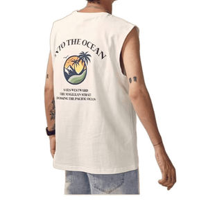 Men's Sleeveless Tank <b>Top</b> Summer Trendy Customizable Pattern Solid Color Sports Versatile Sleeveless Tee - Product Image 3