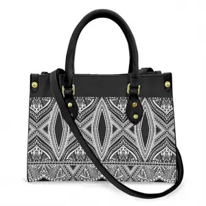 Bolsos de hombro con estampado tribal samoano polinesio de lujo para mujer, monederos y bolsos personalizados, bolsos de mano de cuero PU negro para mujer
