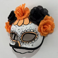 Masques de bal masqué mexicain pour Halloween - Jour des Morts - Masque fantôme fleuri