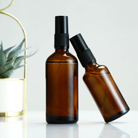 Botol Semprot Kaca Amber Isi Ulang, Bentuk Bulat Silinder, Dapat Diisi Ulang Cepat