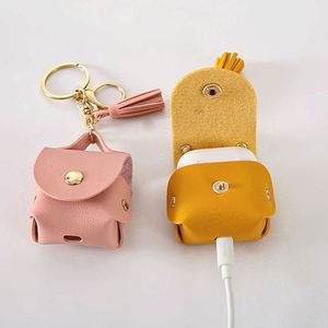 กระเป๋าใส่เหรียญหนัง PU ขนาดเล็ก พร้อมพู่ห้อย กระเป๋าเก็บหูฟัง กระเป๋าใส่เอียร์บัด พวงกุญแจ จี้ห้อยกระเป๋า - Product Image 3