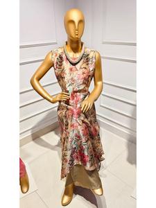 Ensemble élégant de kurta et palazzo à imprimé floral pour femmes, comprenant un haut sans manches à coupe droite et un pantalon large pour l'été - Product Image 1