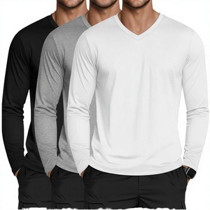 Men's <b>V</b>-Neck Long Sleeve Casual T-Shirt 100% Cotton Regular <b>Fit</b> Eco-Friendly Anti-Shrink Anti-Pilling - Product Image 2
