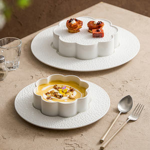 Juego de Vajilla de Cerámica para Platos Fríos, Aperitivos, Purés, Ensaladas, Postres, Bandeja para Servir Purés, Tazón para Sopa, Vajilla para Buffet y Restaurante - Product Image 1