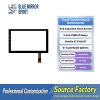 Écran tactile capacitif 9 pouces PND gauche à 6 touches, résolution 1024x600, dureté de surface 6H, montage sur panneau pour système de navigation automobile