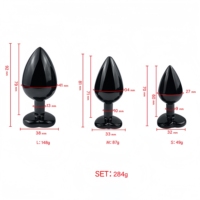 Plug anal en métal noir en forme de cœur avec design en cristal, étanche, pour couples, dilatateur anal, masseur, tailles S/M/L