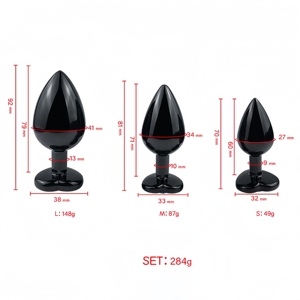 Tapón Anal en Forma de Corazón de Metal Negro con Diseño de Cristal, Tapón Anal Impermeable para Parejas, Dilatador Anal, Masajeador, Tamaños S/M/L - Product Image 2