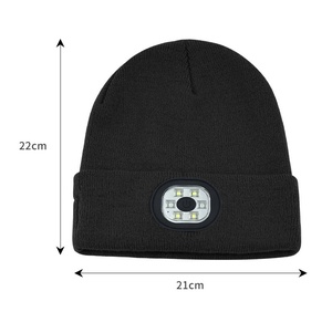 Casquette en gros avec lumière USB rechargeable 4 LED avec écouteurs sans fil pour homme, mari, adolescent, noir - Product Image 6