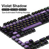 Low Profile SAX Purple Pudding Keycaps Set 125 Keys Profile Custom Keycaps PBT Five Side Sublimation