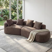 Sofá Moderno Sin Estructura, Tipo Nube, Completamente Ensamblado, Sofá Curvo Largo, Chaise Longue, Sofás Tapizados Grandes y Comprimidos para el Hogar