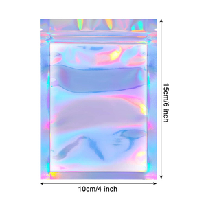 Một bên trong suốt Hologram ống đồng in ấn thức ăn vật nuôi Bao bì nhỏ dây kéo khóa Mylar Túi Xử lý bề mặt túi nhựa - Product Image 5