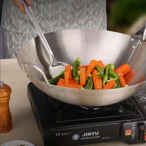 사용자 정의 로고 조리기구 세트 가스 밥솥 201 가정용 레스토랑을위한 나무 손잡이와 스테인레스 스틸 냄비 팬 - Product Image 2