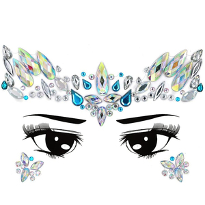 Autocollants de tatouage sirène en strass, imperméables, en cristal, pour peinture faciale, décalcomanies corporelles temporaires pour fêtes et festivals - Product Image 5