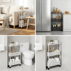 Étagère de rangement d'angle mobile à trois niveaux en plastique, multifonctionnelle, pour la maison, la <span class=keywords><strong>cuisine</strong></span>, les collations - Product Image 2