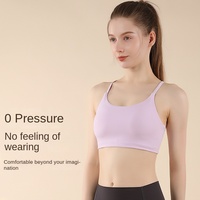Soutien-gorge de sport pour femme, fin, à bretelles fines, à maintien élevé, en spandex/nylon, antichoc, pour yoga, pilates, fitness, veste, bretelles