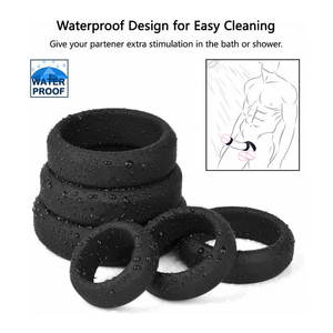 <span class=keywords><strong>6</strong></span> Verschiedene Größen Schwarze Penisringe - Medizinisches Silikon 100% Wasserdicht Echtes Hautgefühl Penisringe - Besserer Sex - Product Image 2