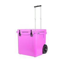 LIHENG 45L Geïsoleerde Lekvrije Draaibare Koelbox Draagbare Koelbox Thermgevormde Koelbox met Wielen voor Visuitrusting