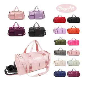 Hot Koop Aangepaste Sport Tas Holdall Travel Weekend Yoga Training Sporttas Droog Nat Gescheiden Plunjezak Met Schoenen Compartiment