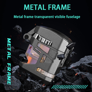 Encendedor DEBANG Rojo Resistente al Viento, Encendedor de Cigarrillos y Cigarros con Luz LED de Colores, Encendedor Metálico Recargable de Gas, Portátil - Product Image 3