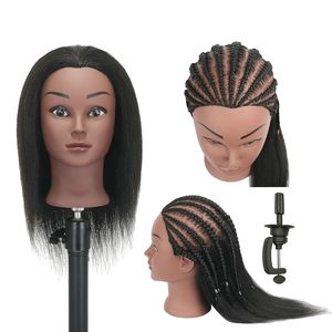 Cabeza <span class=keywords><strong>de</strong></span> Maniquí Económica para Prácticas <span class=keywords><strong>de</strong></span> Cosmetología, Peluquería, Trenzado Afro, con Cabello Animal para Salón Africano - Product Image 1
