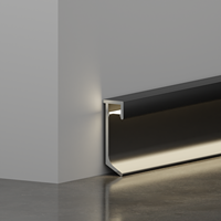 Plinthe LED en alliage d'aluminium sur mesure, extra-épaisse et éclairée par le bas, étanche, pour hôtels, bureaux et appartements