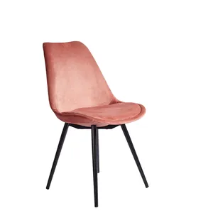 批发定制优质镀铬餐椅高背配sillas nordicas rosadas terciopelo esszimmerstuhl sedia