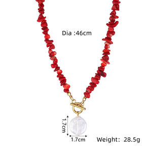 שרשרת פנינים בארוק שרשרת פנינים מרוסקות אבן טורקיז ורד קוורץ שרשרת אבזם שרשרת אבזם נשים הצהרה תכשיטים - Product Image 3