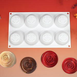 Cross-Border FCM <strong>6</strong>-Inch <strong>Layered</strong> Rose Mousse <strong>Cake</strong> Silicone Mold Swirl Rose Chocolate Baking Tool - Product Image 5