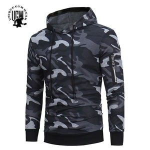 Sudadera con capucha de camuflaje para gimnasio y Fitness para hombre, sudadera de entrenamiento de manga larga, bolsillo bordado, patrón de dibujos animados de Color puro de punto - Product Image 6