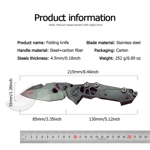 Navaja Táctica de Bolsillo de Acero Inoxidable de Alta Calidad con Mango de Fibra de Carbono, Plegable, Personalizable, para Supervivencia - Product Image 6