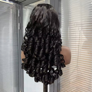 Parrucca in Capelli Umani Vergini Brasiliani con Ricci Elastici, Frontale in Pizzo HD 13*4 Senza Colla, Doppio Filamento Indiano 3D - Product Image 2