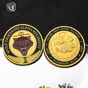 Tùy Chỉnh Chết Đúc Kim Loại Men Động Vật <span class=keywords><strong>Wolf</strong></span> Logo Đồng Xu Vàng - Product Image 3