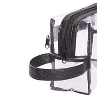 Pochette de rangement pour cosmétiques en PVC transparent avec fermeture éclair et poignée, résistante à l'eau, avec des fonctionnalités pratiques, MECO