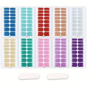 Qianya Gradient Glitter Nail Stickers Étanche Aucune Lumière Nécessaire-Mode Nail Wrap Vinyle Stickers pour Femmes Filles DIY <span class=keywords><strong>Manucure</strong></span> - Product Image 3