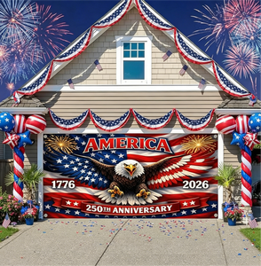 250th Anniversary of Independence Day Garage Door <b>Banner</b> Patriotic American Flag 4th of July Garage Door Cover for Outdoor Decor - Product Image 1