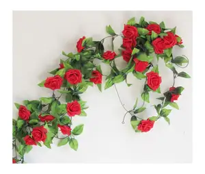 Cheap Price Artificial Rose Ivy Vine With Green Leaves Hanging Garland Artificial Flowers for Home Wall Wedding Decor