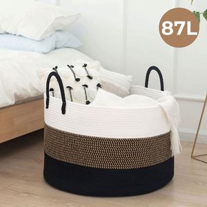 Customized Color Round Shape Woven Rope Basket with Handles Blanket Living Room <b>Baby</b> Toy Nursery <b>Storage</b> Large Round Laundry - Product Image 2