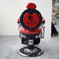 Fauteuil de Barbier de Luxe Style Rétro en Cuir Rouge, Inclinable et Pivotant, pour Salon de Coiffure