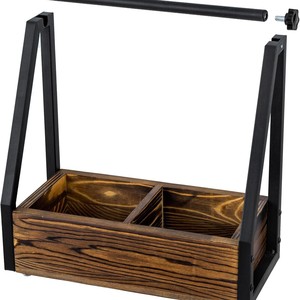 Wooden <b>Kitchen</b> <b>Paper</b> Towel And Condiment Storage Rack With Iron Bracket For Sauce Bottle Organizer Countertop Multi Function - Product Image 3