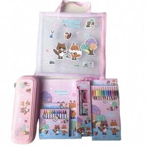Ensemble de papeterie scolaire pour enfants 2024 avec règle en plastique, taille-crayon et stylos gel (pointe de 0,8 mm) - Product Image 1