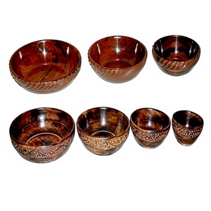 Ensemble de bols à mélanger pour légumes et pâtes en bois d'acacia bio, écologiques, sculptés à la main, grand format, pour salade, vaisselle de cuisine haut de gamme - Product Image 1